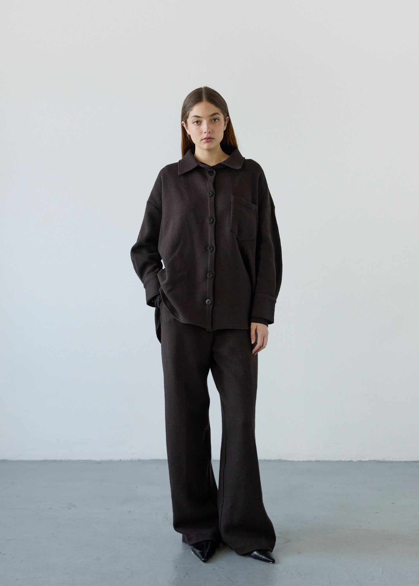 ASAC BROWN WOOL WOMAN OVER-SHIRT