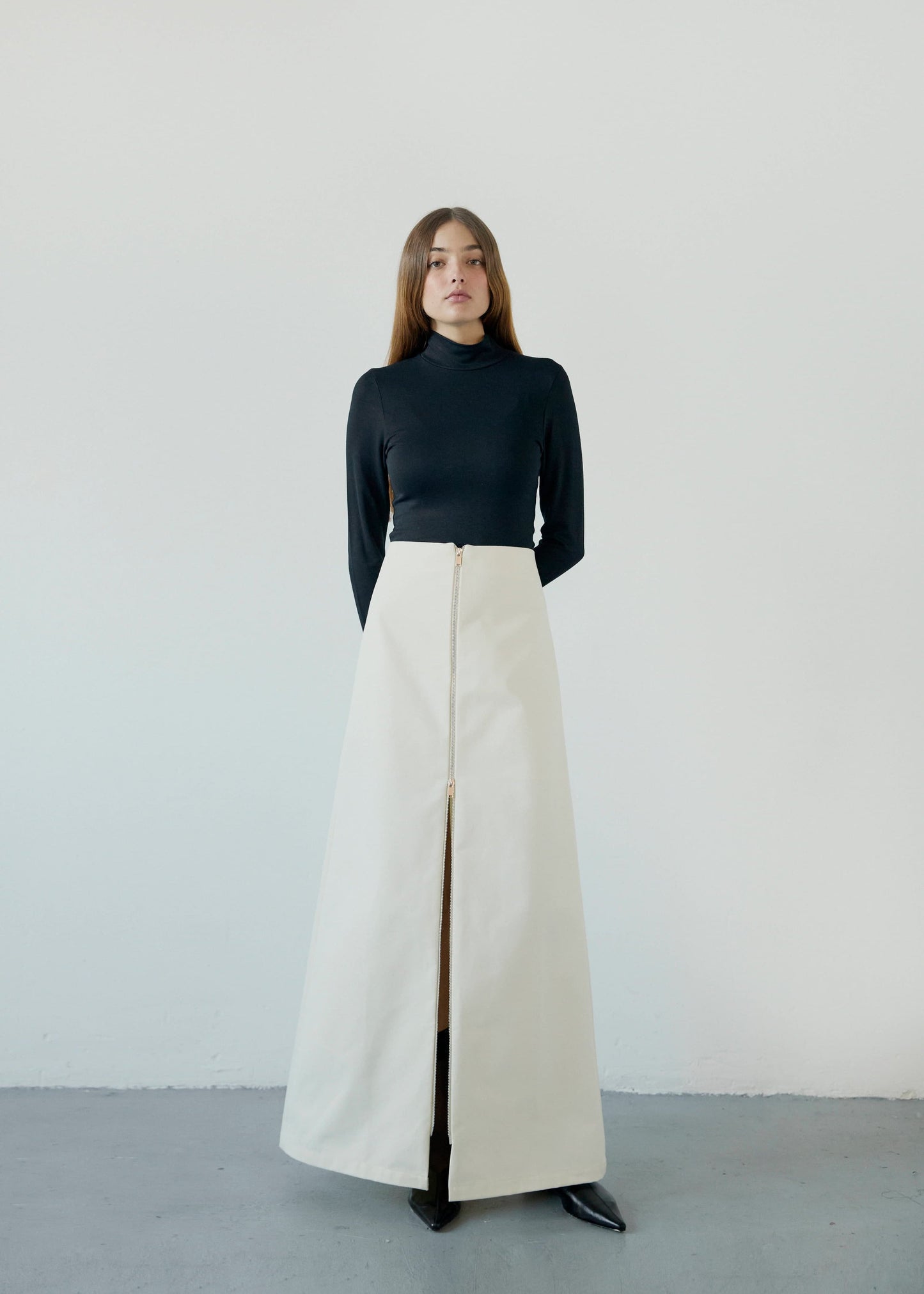 ATASI OFF WHITE COTTON LONG SKIRT