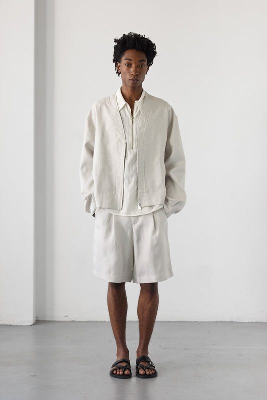 MARTINIQUE ZIP LINEN BOMBER JACKET