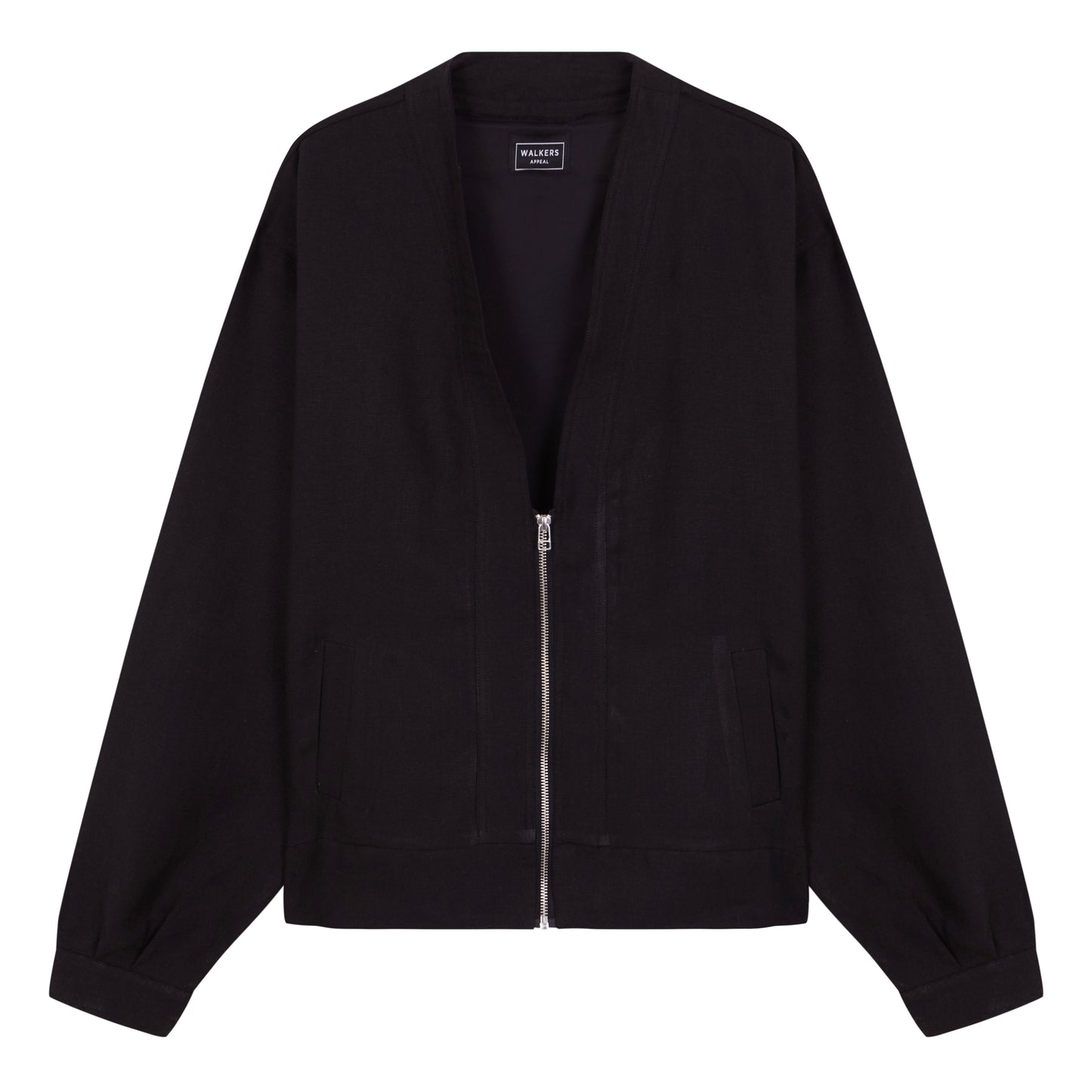 MARTINIQUE ZIP LINEN BOMBER JACKET BLACK