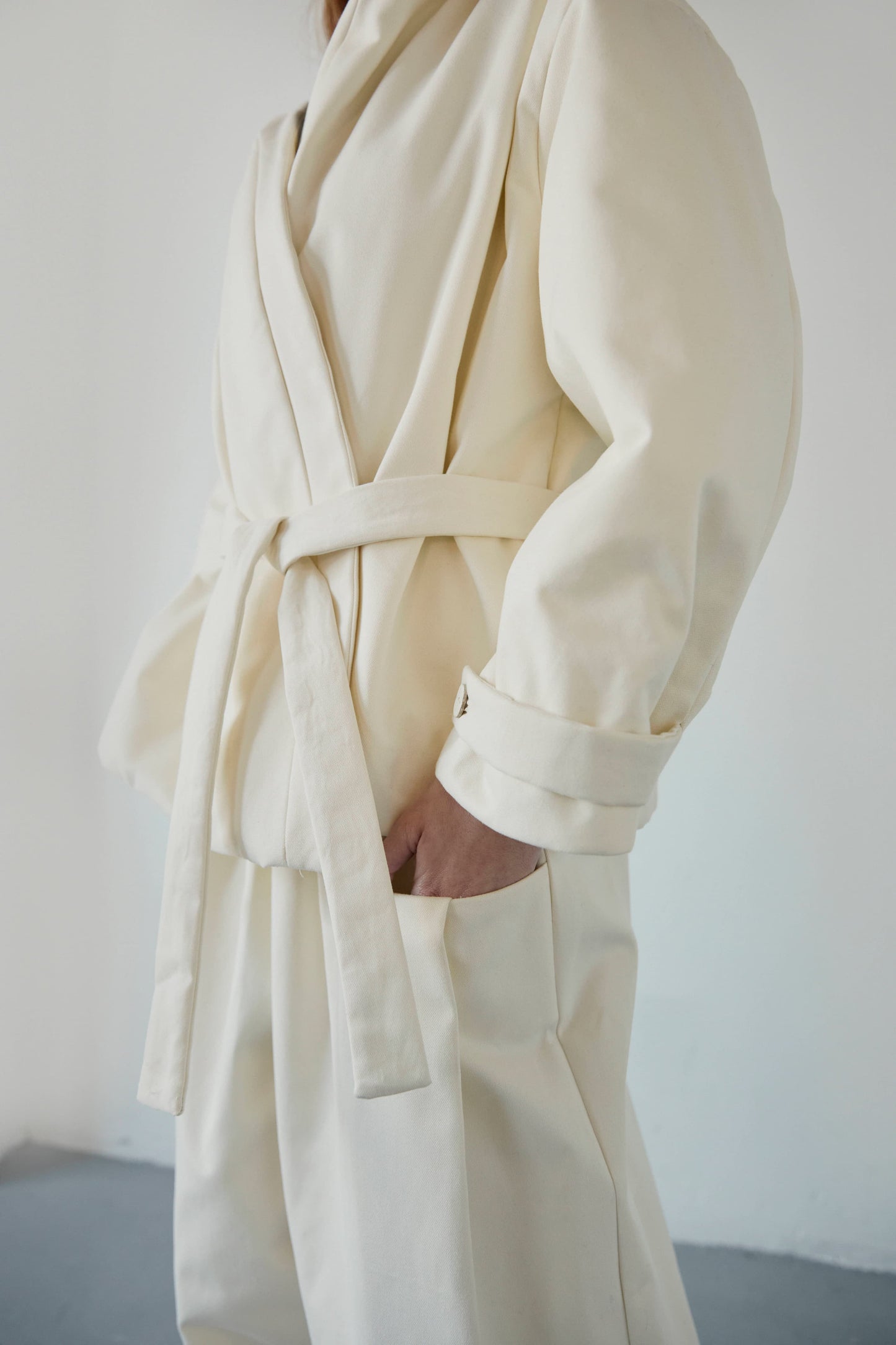 MYSTIC OFF WHITE COTTON OVERSIZE JACKET