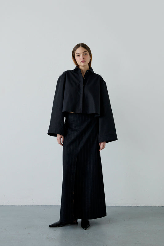 ONDINE BLACK COTTON OVERSIZE SHIRT