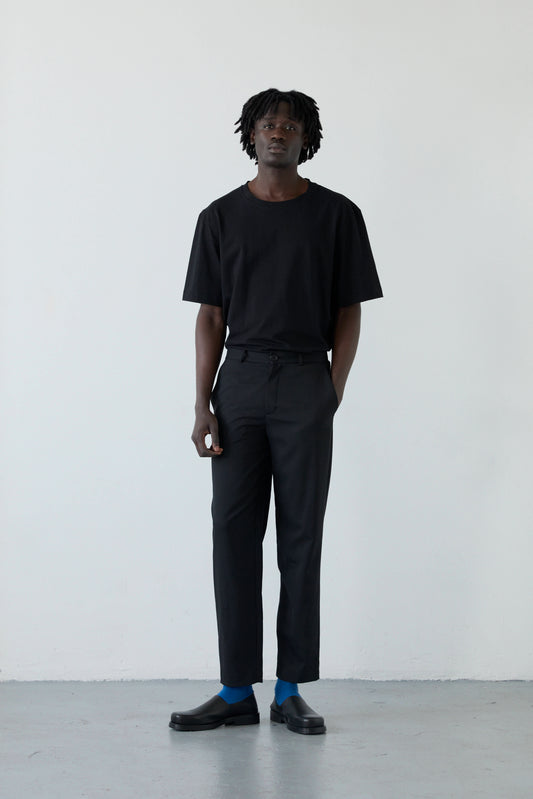 TROPICAL BLACK WOOL PANTS