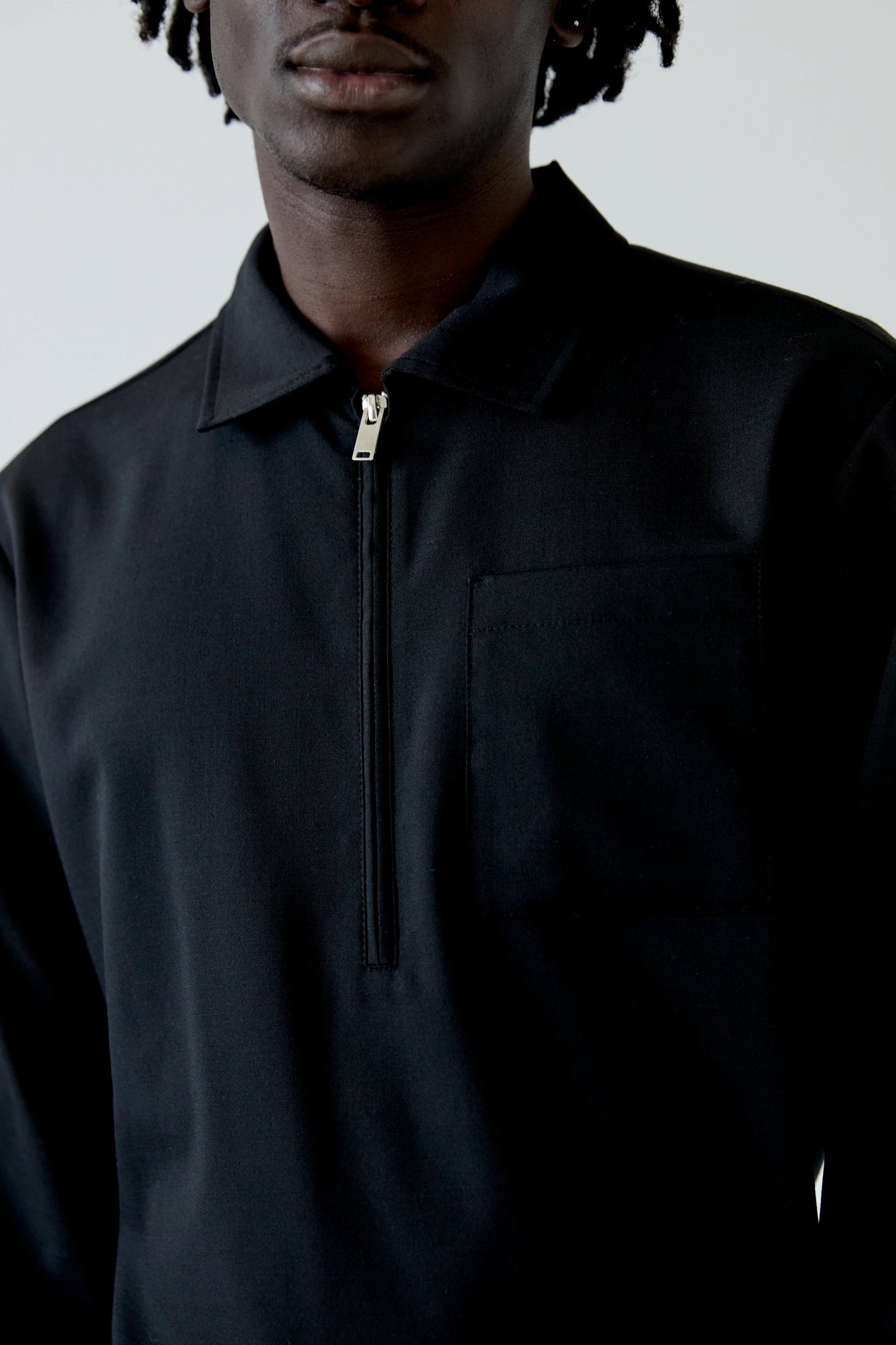 TROPICAL WOOL BLACK POLO