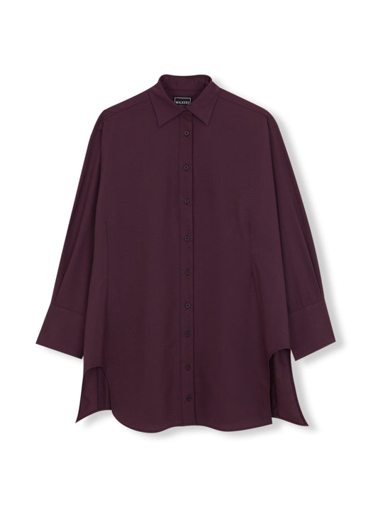 YARA PURPLE TROPICAL WOOL LONG SHIRT