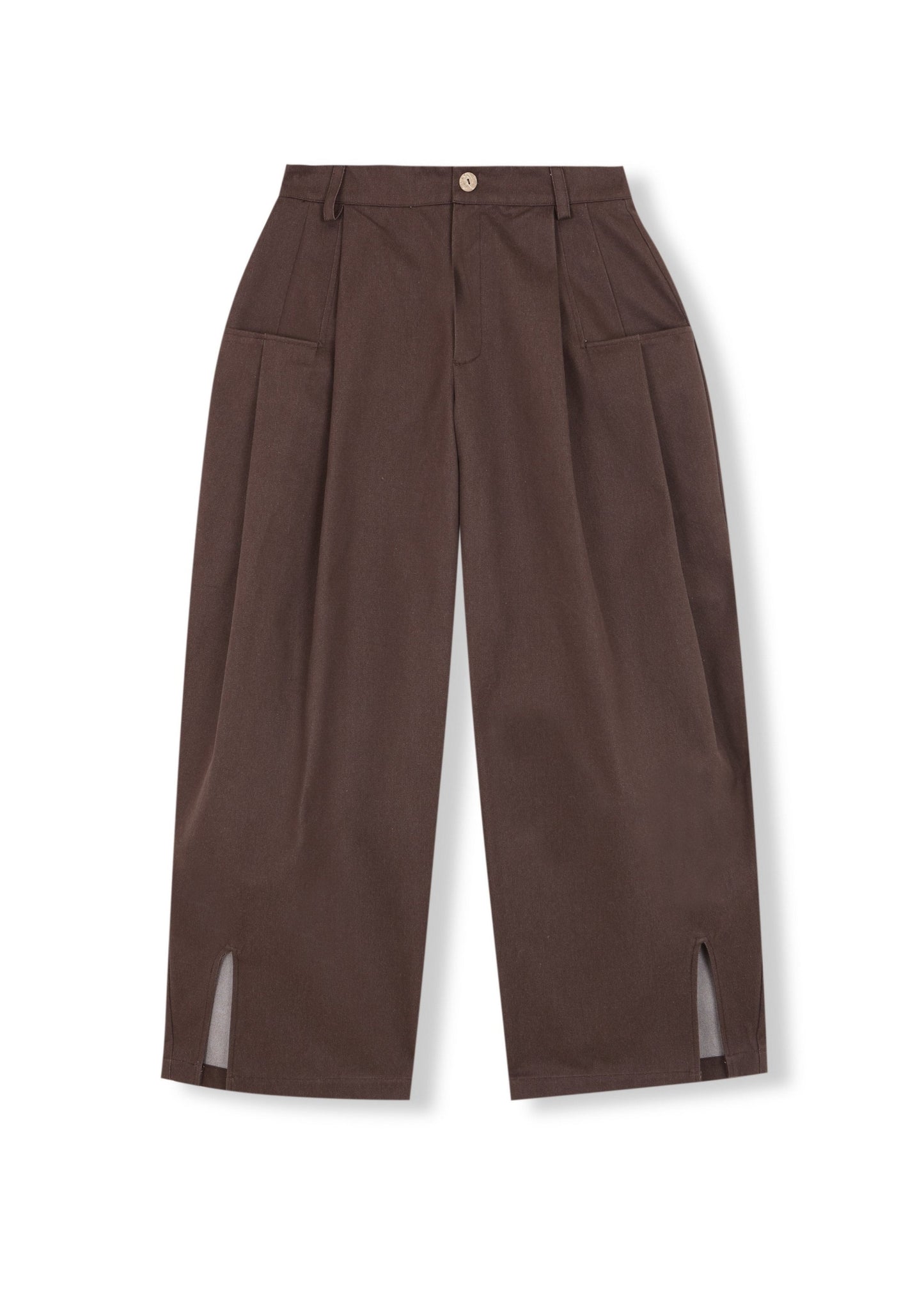 BRUCK STONE BROWN COTTON OVERSIZE PANTS